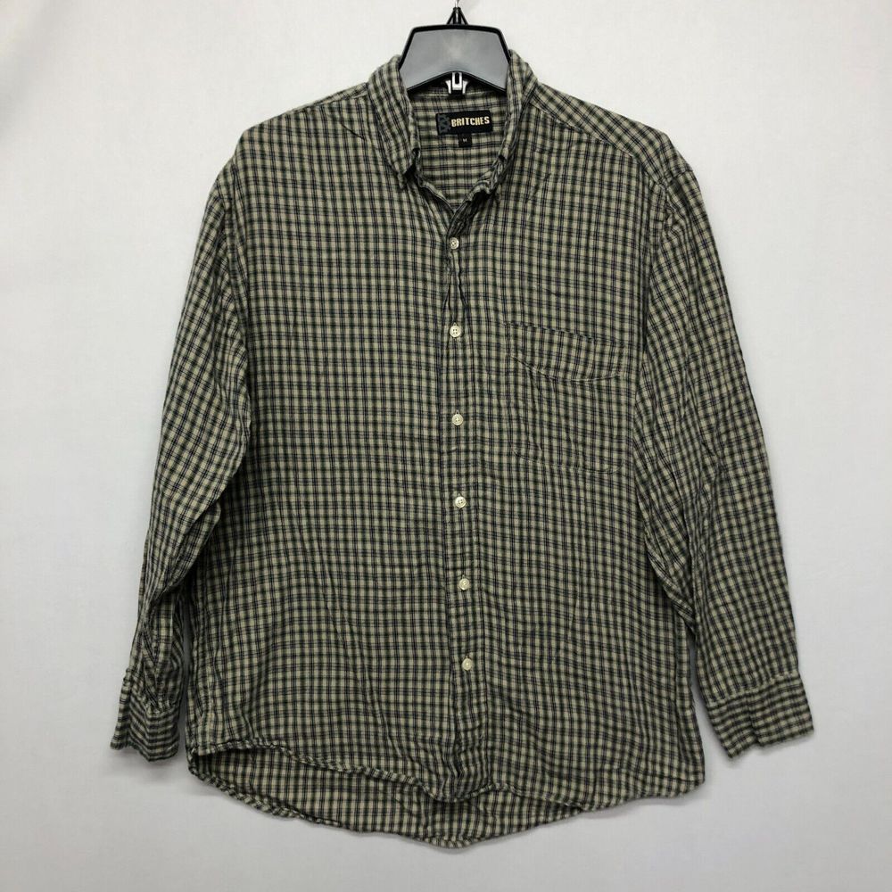Vintage Britches Men Long Sleeve Button Flannel Shirt Size Medium Plaid B224 -16